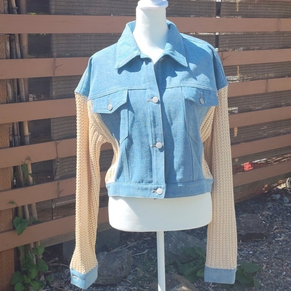 🆕 Crochet Denim Jacket - Picture 1 of 9